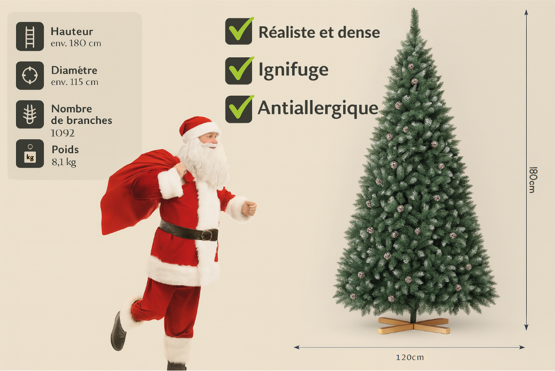 Sapin de Noël Artificiel – Effet Neige Réaliste