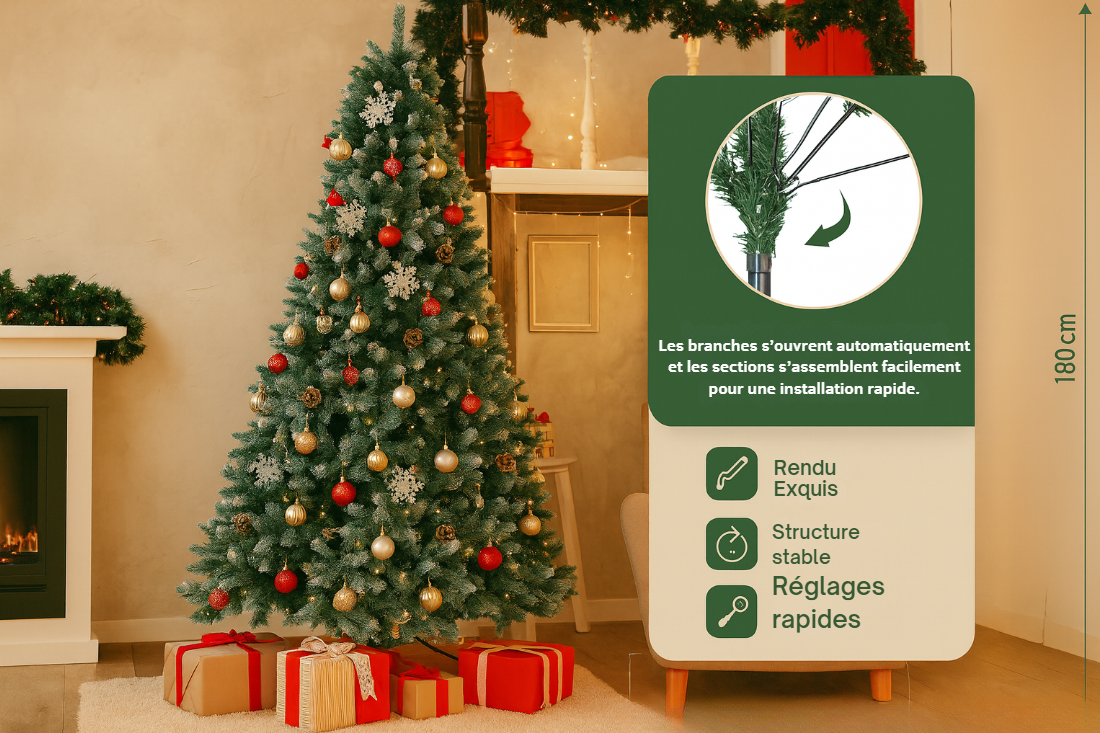 Sapin de Noël Artificiel – Effet Neige Réaliste