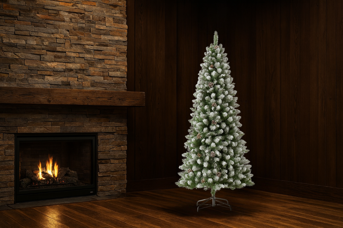 Sapin de Noël Artificiel Neige et Pommes de Pin