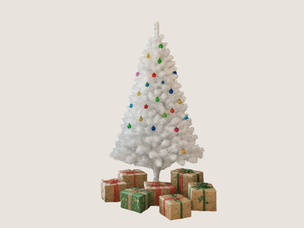 Sapin de Noël Blanc  – Élégance Pure et Ambiance Féérique