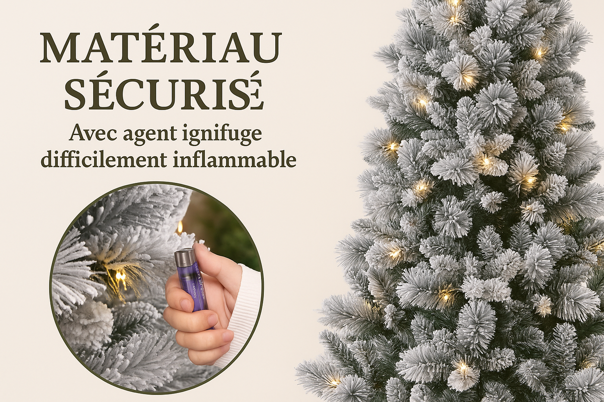 Sapin de Noël Artificiel Enneigé avec Lumières LED Chaudes