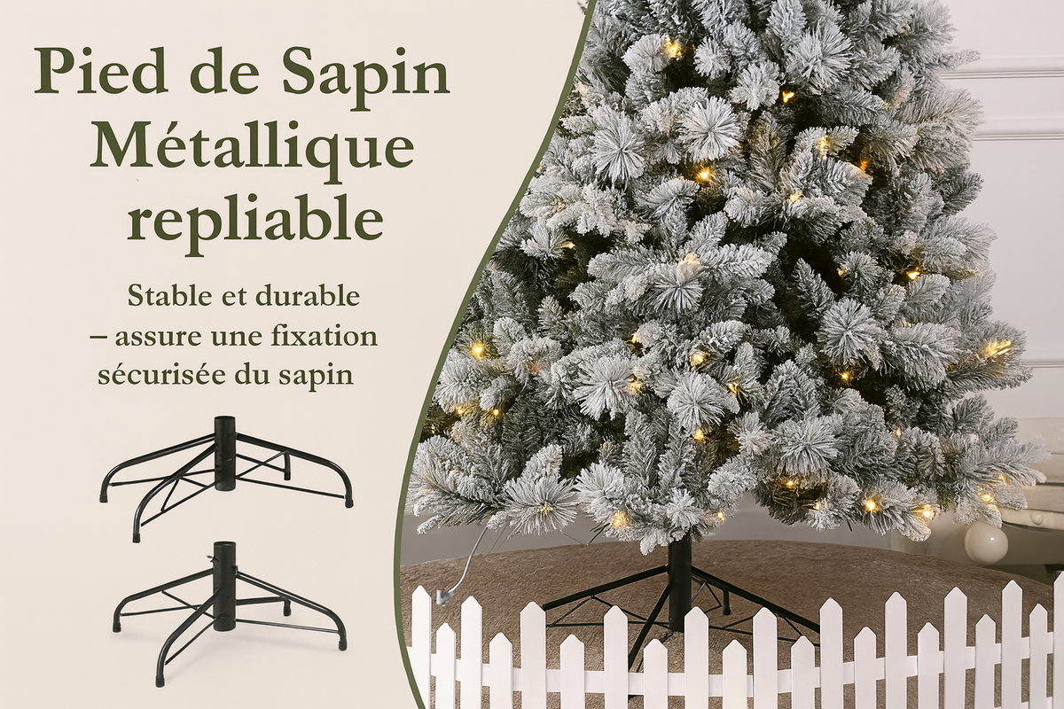 Sapin de Noël Artificiel Enneigé avec Lumières LED Chaudes