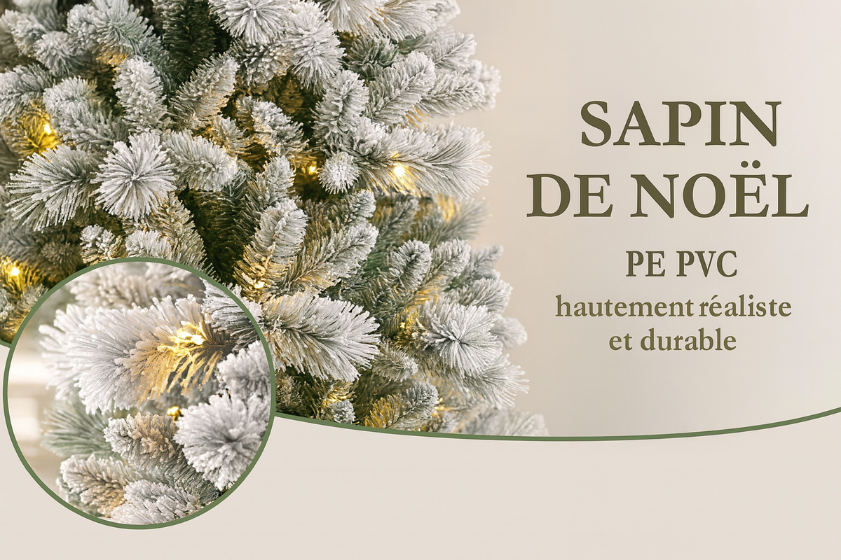 Sapin de Noël Artificiel Enneigé avec Lumières LED Chaudes