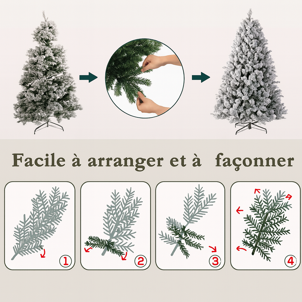 Sapin de Noël Artificiel Enneigé avec Lumières LED Chaudes