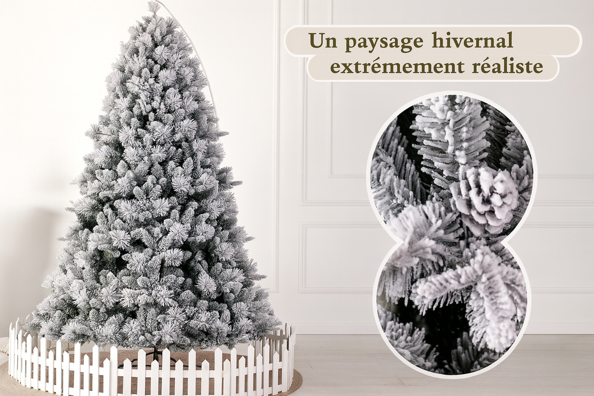 Sapin de Noël Artificiel Enneigé avec Lumières LED Chaudes