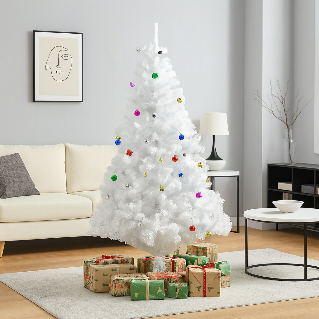 Sapin de Noël Blanc  – Élégance Pure et Ambiance Féérique