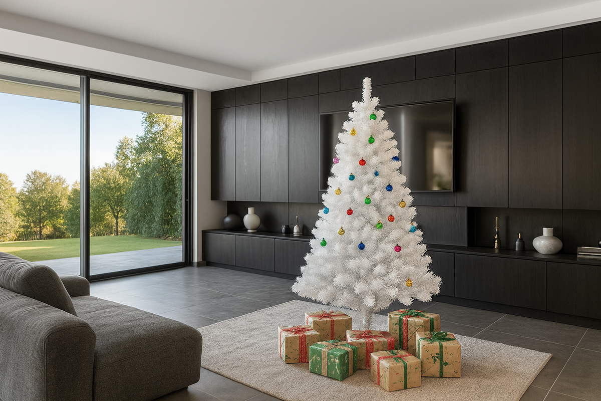 Sapin de Noël Blanc  – Élégance Pure et Ambiance Féérique