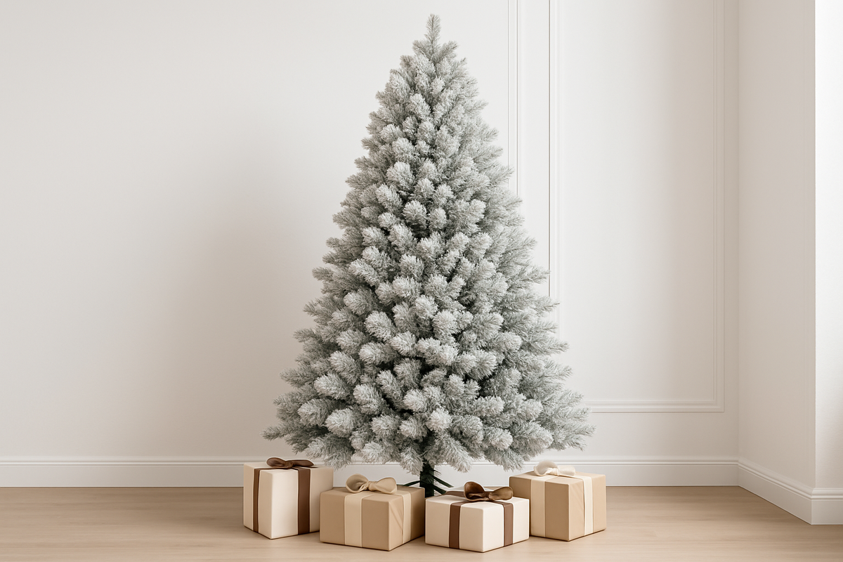 Sapin de Noël Artificiel Enneigé avec Lumières LED Chaudes