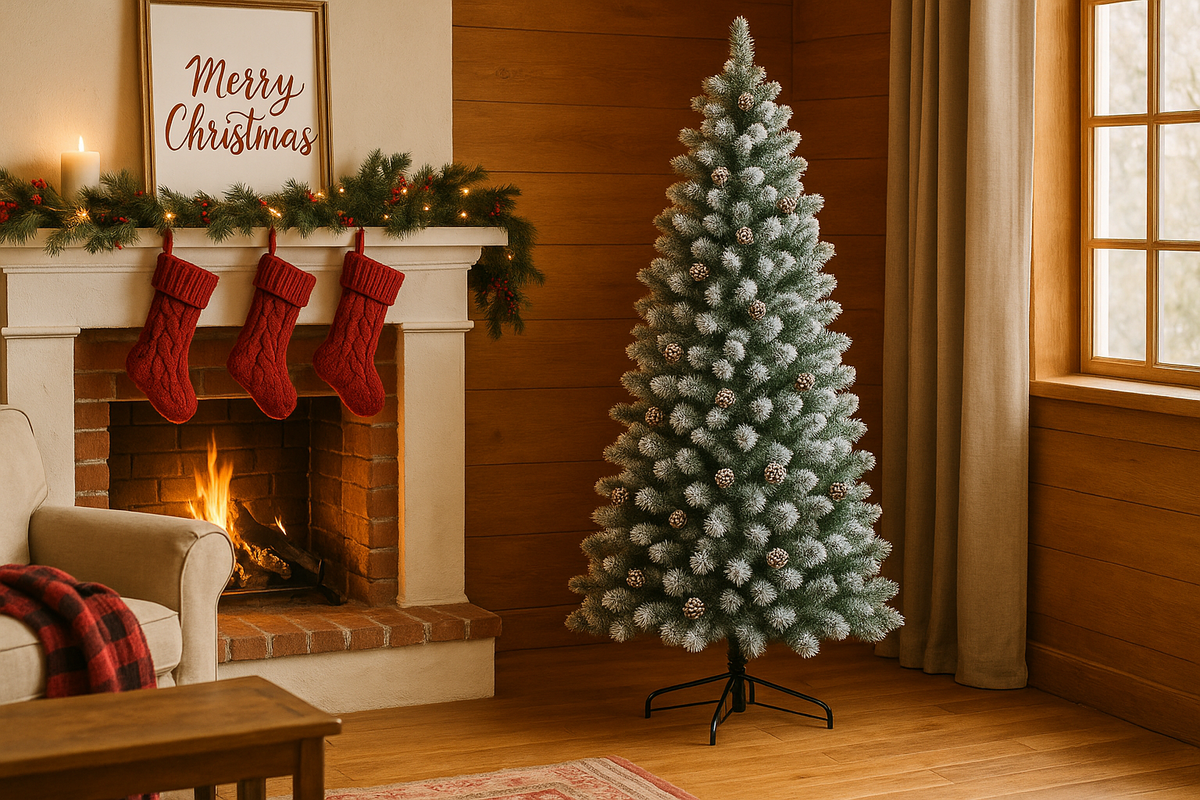 Sapin de Noël Artificiel Neige et Pommes de Pin